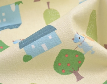 Canvas, trees, sold by the meter, Japan, yellow