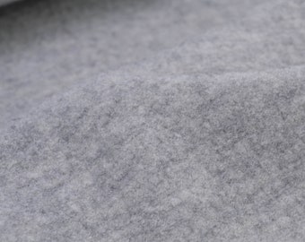 Coat fabric, boiled wool, light grey melange - 135 cm wide - fabric melange UNI