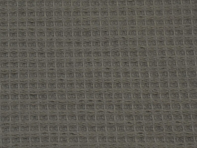 Frottee mit Waffelpique Abseite in kahki aus Baumwolle 140cm breit Stoff genoppt UNI Bild 3
