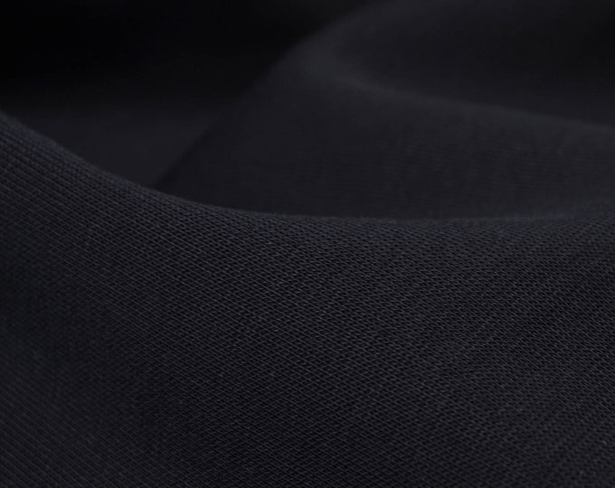 Jersey made of organic cotton plain black, soft, brushed - 165 cm wide - knit fabric, UNI