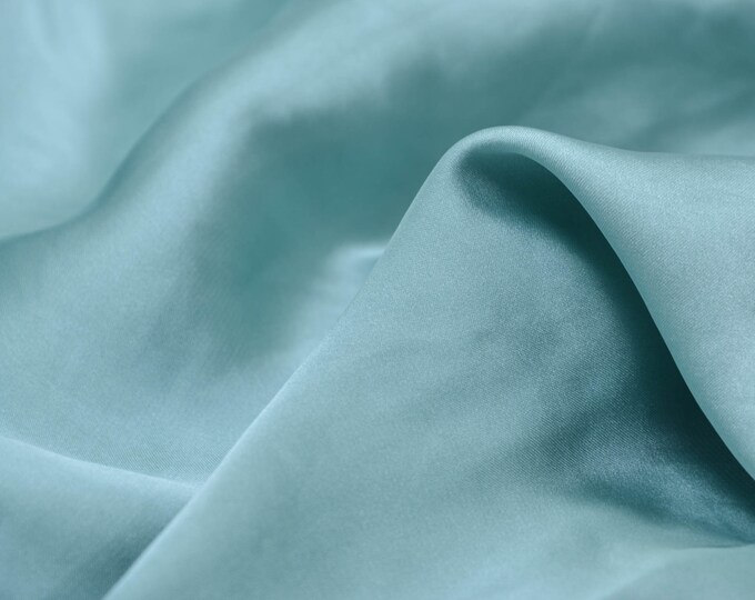 FAULTY -20% Evening wear satin made of polyester, shiny, plain, blue - 145 cm wide - fabric shiny, PLAIN