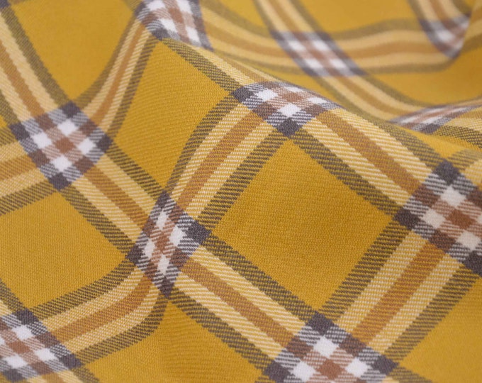 Blouse fabric viscose check yellow