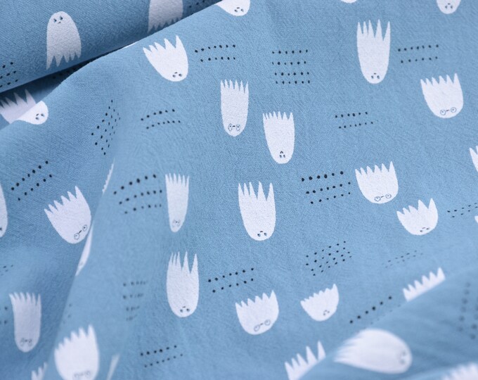 cotton, ghosts, blue, children's fabric