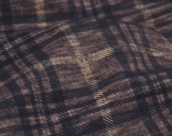 Knit fabric, brown check pattern - 155 cm wide - patterned fabric with checks