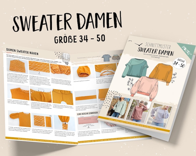 Lybstes Women's Oversized Sweater, Sewing Pattern