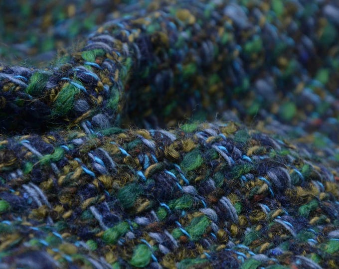 "Petro" wool coat fabric by Hilco, melange, petrol, green, blue - 145 cm wide - patterned fabric, melange