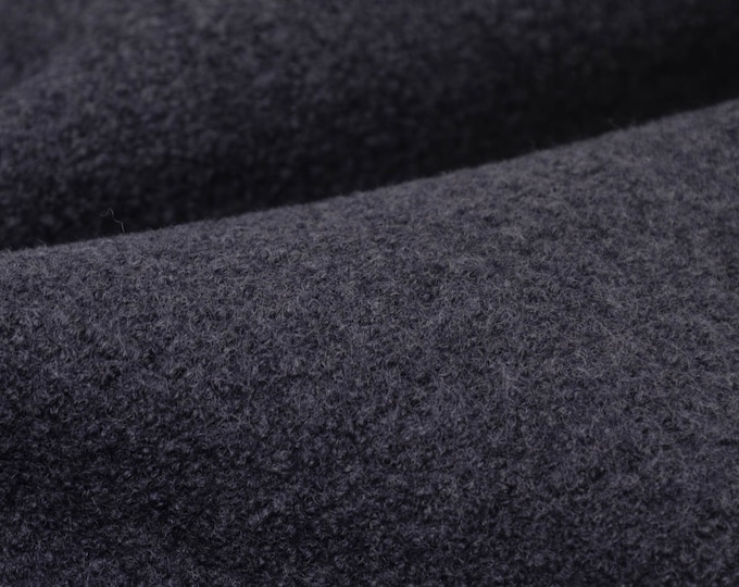Merino wool coat fabric in grey, dark grey by Hilco - 135 cm wide - brushed fabric, solid color