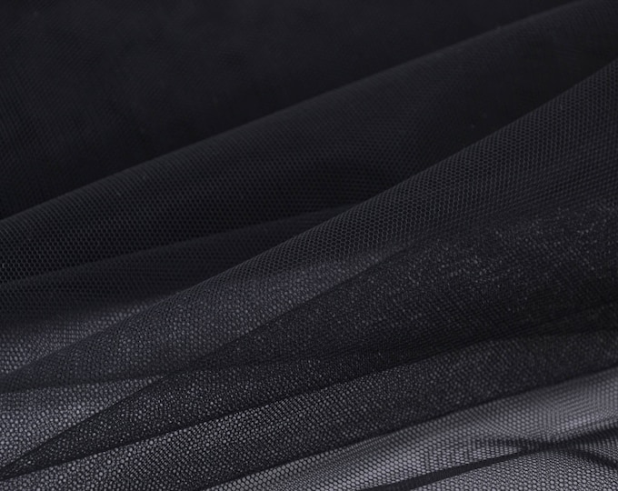 Tüll in schwarz, feinmaschig, transparent für Schleier und Röcke - 140cm breit - Stoff halb transparent UNI