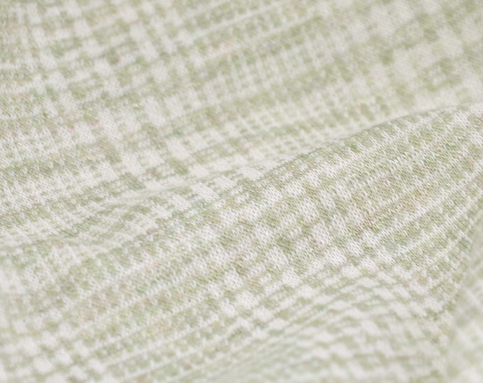 Cotton jersey in green, beige with check, checked, T-shirt - 135 cm wide - patterned fabric, checks