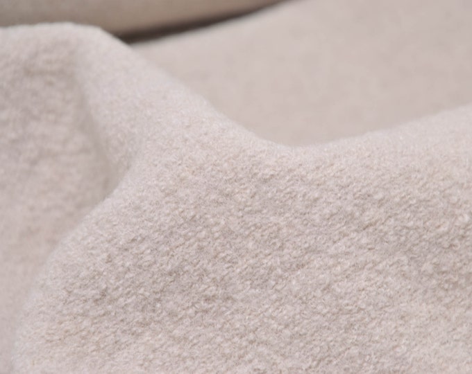 Mantelstoff Merino-Walk, Merinowolle in beige von Hilco - 135cm breit - Stoff geraut UNI