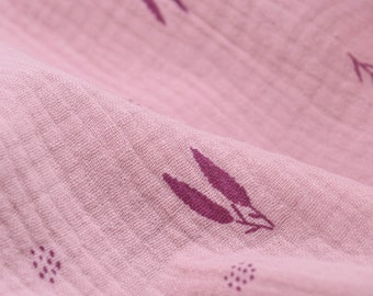 Musselin in rosa, gemustert, Baumwolle, lila - 130cm breit - Stoff matt gemustert