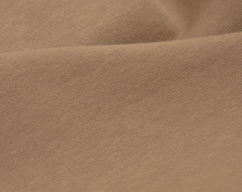 Sweat fabric plain beige, camel made of cotton - 195 cm wide - fabric matt UNI