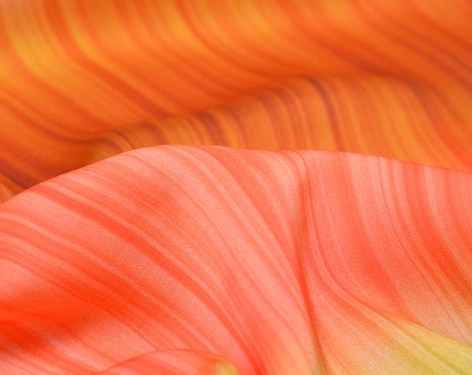 Viscose blouse fabric with stripes in yellow, orange, red - 135 cm wide - slightly shiny, patterned fabric