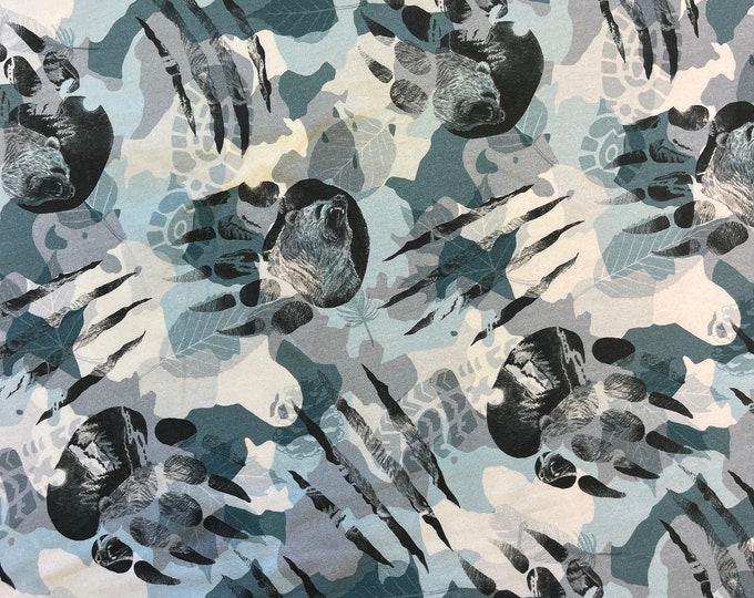 Sweat, Bär, Tatze. Camouflage, blau, grau, petrol, Baumwolle - Hilco Wild Bearfoot