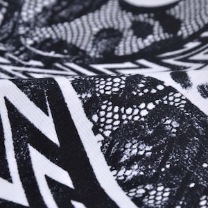 Jersey fabric made of cotton, rib jersey, black, white, stars - 130 cm wide - fabric matt, patterned