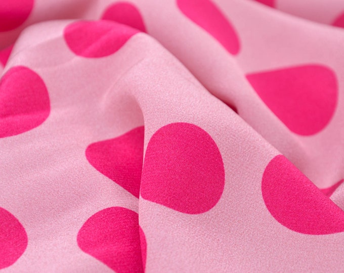Evening wear pure silk patterned in pink and pink - 140 cm wide - fabric smooth dots