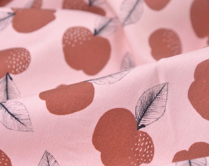 Children's jersey in pink with red apples made of cotton - 150 cm wide - smooth, patterned fabric