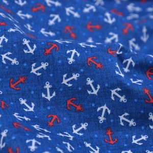 Anchor, Maritime, Makower, cotton, patchwork, blue