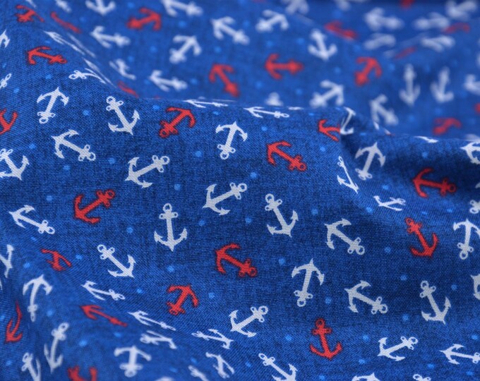 Anchor, Maritime, Makower, cotton, patchwork, blue