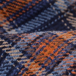 Coat fabric made of cotton, wool, check blue from Italy - 145 cm wide - fabric matt checks