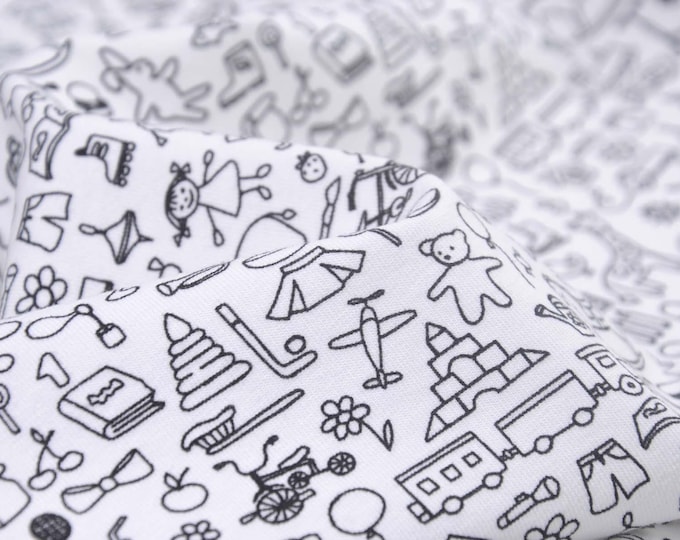 Children's jersey with animals and other children's motifs made of cotton - 150 cm wide - patterned fabric, animals