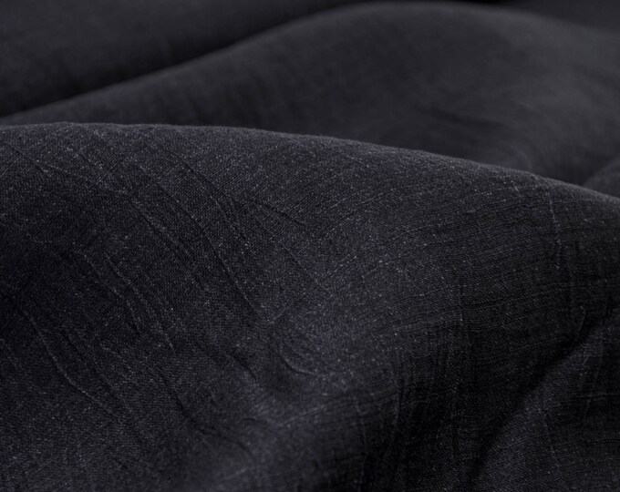 Leinenstoff schwarz glänzend uni dünn - 155cm breit - Stoff glatt UNI