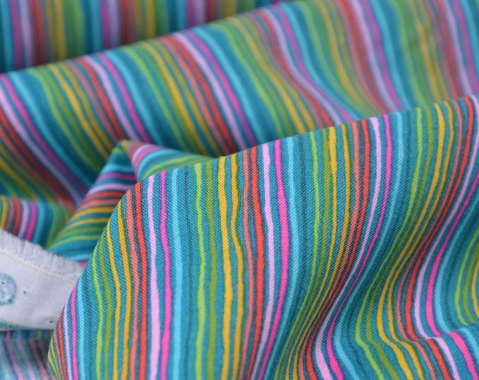 Baumwollstoff für Kinder, Makower, bunte Streifen - 110cm breit - Stoff gemustert, Streifen