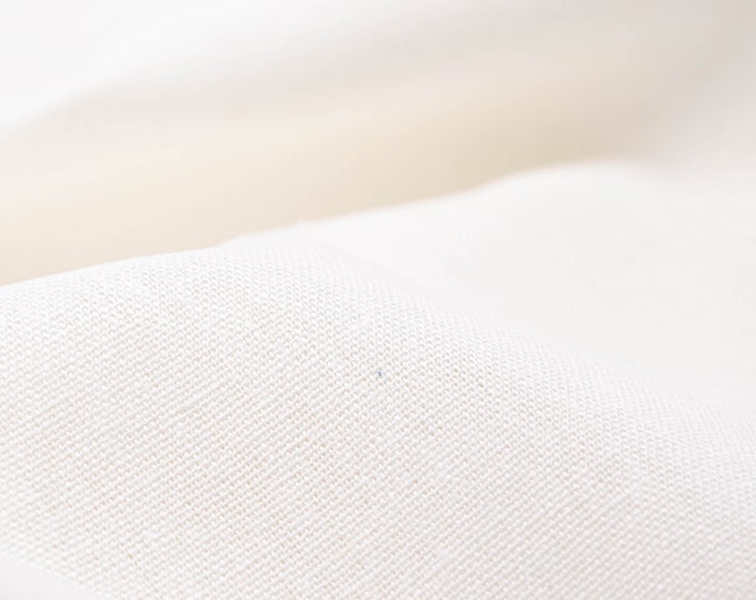 Leinenstoff mit Viskose in uni creme-weiß, eierschale, weiß - 140cm breit - Stoff Leinenoptik, UNI