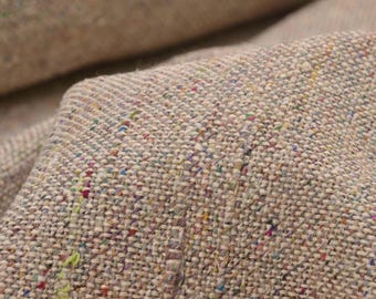Pure silk fabric in beige, lilac, pink melange, wild silk - 130 cm wide - fabric with linen look, melange