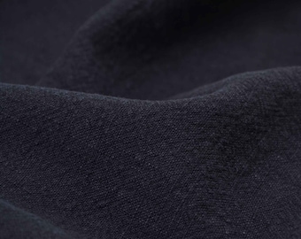Linnen stone washed effen zwart, jurk, rok - 140 cm breed - stof linnenlook, effen