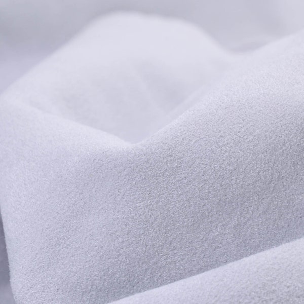 Tissu sweat aspect daim uni gris, gris clair - 90 cm de large - tissu brillant uni