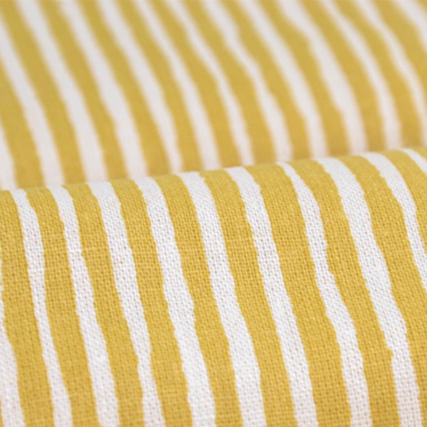 Linen fabric viscose from Fiber Mood stripes yellow, white - 140 cm wide - fabric smooth stripes