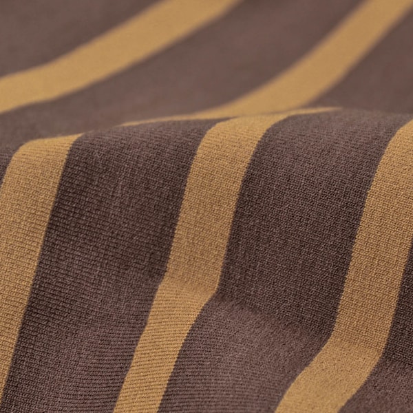 Jersey en viscose à rayures marron et camel - 135 cm de large - tissu à rayures mates