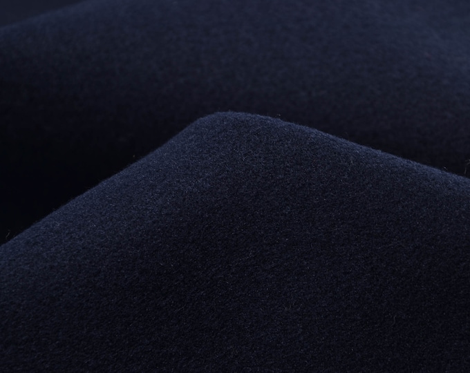 Coat fabric dark blue knitted fabric - 150 cm wide - fabric smooth UNI
