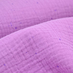 Muslin cotton with purple, glitter dots pink - 130 cm wide - fabric crashed dots