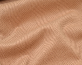 Coat fabric, knit wool in beige with herringbone - 145 cm wide - patterned fabric, herringbone
