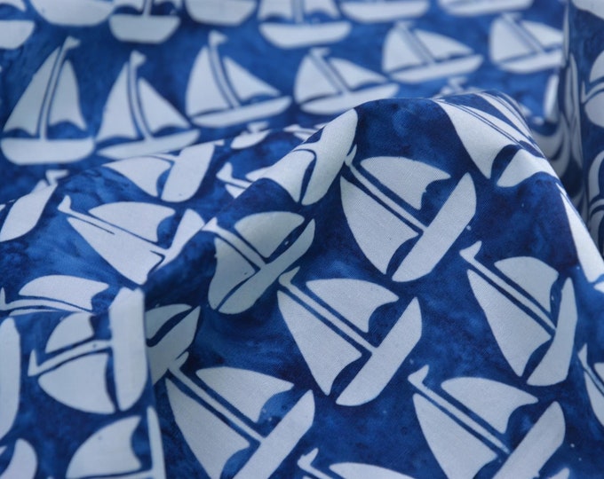 Patchwork, maritime, boat, Makower, Island Batik, blue