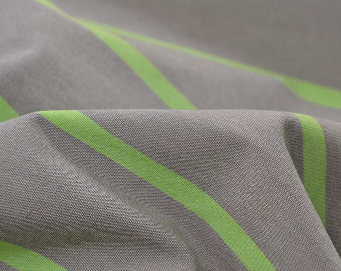 Cotton trouser fabric with stretch, striped, grey, green - 145 cm wide - smooth fabric, striped