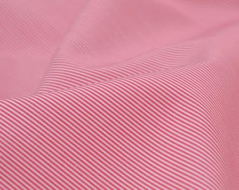 Tela de popelina de algodón para blusa, rayas rojas y blancas, apta para camisas - 155 cm de ancho - tejido liso con rayas