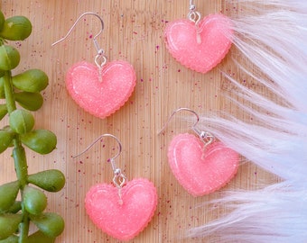 Heart Earrings, Miniature Food Jewelry, Inedible Jewelry, Junk Food Jewelry, Foodies, Carnival Food Jewelry, Kawaii Jewelry