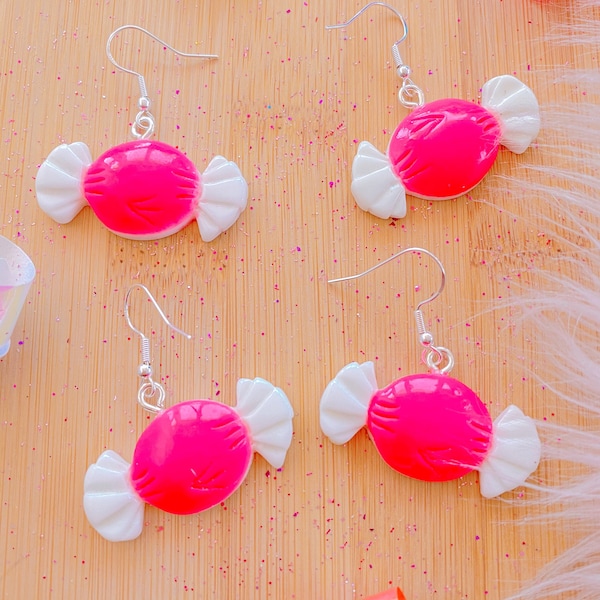 Candy Earrings, Miniature Food Jewelry, Inedible Jewelry, Junk Food Jewelry, Foodies, Carnival Food Jewelry, Kawaii Jewelry