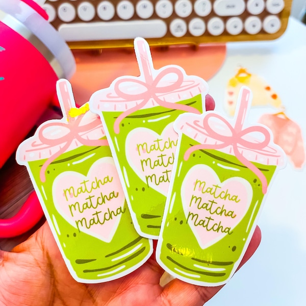 Matcha Tea Glossy Sticker - Matcha Lover - Vinyl Stickers - Ice Matcha - Waterproof Sticker - Die Cute Stickers - Cafe Aesthetic - 3 inches