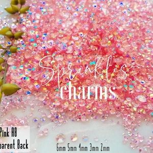 Multi-size Mixed AB Transparent Jelly Rhinestones 2MM-3MM-4MM-5MM-6MM Non-Hot Fix-Bling-Kawaii-Nail- 1000 pieces Light Pink AB