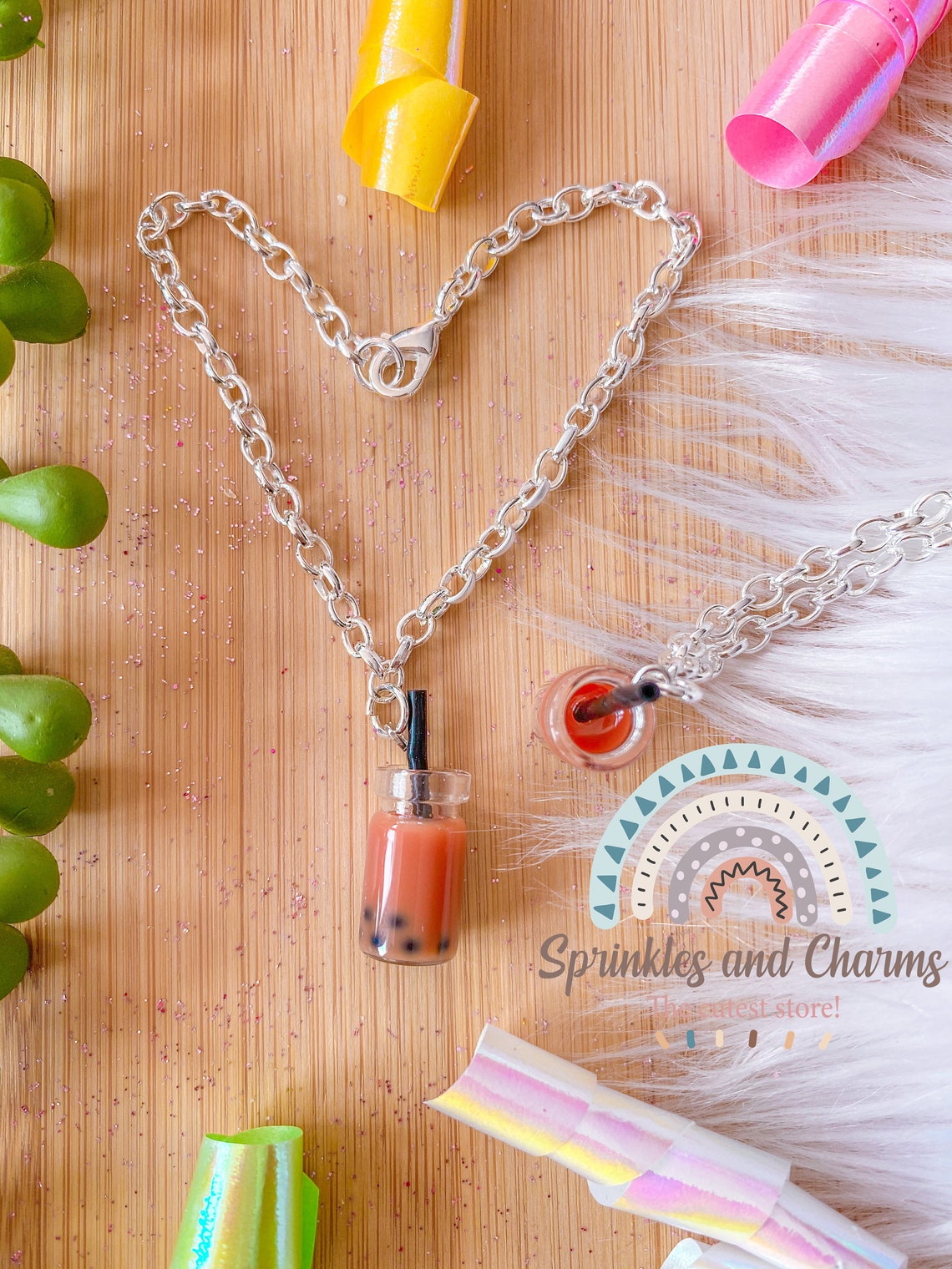 Boba Milk Tea / Bubble Tea Bracelets Miniature Food Kawaii Charms Clay