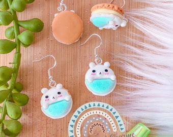 Cake Earrings, Miniature Food Jewelry, Macaroons Earrings, Jewelry, Junk Food Jewelry, Foodies, Carnival Food Jewelry, Bear earrings