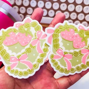 Matcha Cake - Tea Sticker - Matcha Lover - Vinyl Stickers - Ice Matcha - Waterproof Sticker - Die Cut Stickers - Strawberry Stickers - Matte
