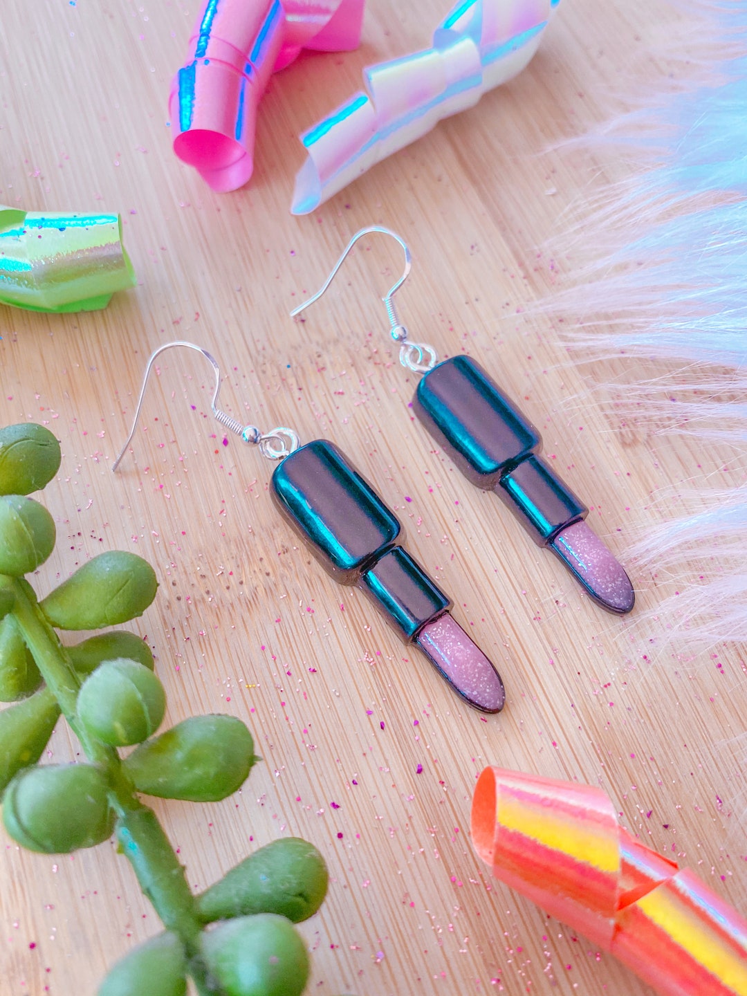 Lipstick Earrings, Miniature Food Jewelry, Inedible Jewelry, Junk Food