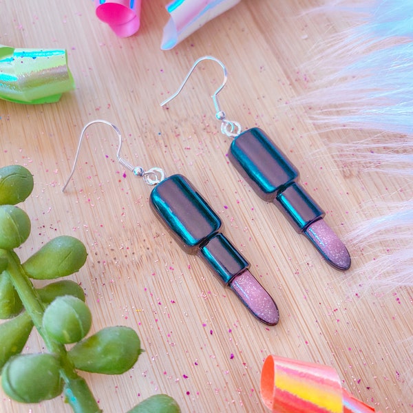 Lipstick Earrings, Miniature Food Jewelry, Inedible Jewelry, Junk Food Jewelry, Foodies, Carnival Food Jewelry, Kawaii Jewelry