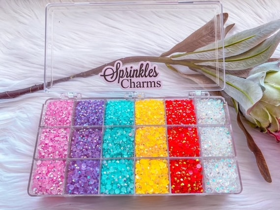 BLING BOX Jelly Rainbow Kit 18 Compartment Small transparent Rhinestone Kit  Nail Rhinestones Nail Kit Kawaii Bling 