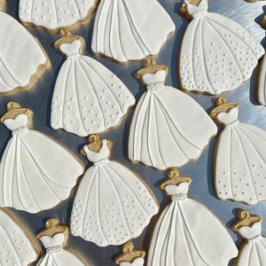 Wedding dress sugar  cookies ships in 2-3 weeks! Bridal shower cookies. white, by the dozen, individually wrapped